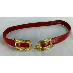 The Ritz Women's Genuine Snakeskin Belt Red sz M 29 in